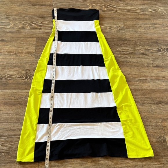 Susana Monaca Tube Flair Maxi Dress Striped Black, White & Neon Yellow NWT Sze M - Picture 6 of 13